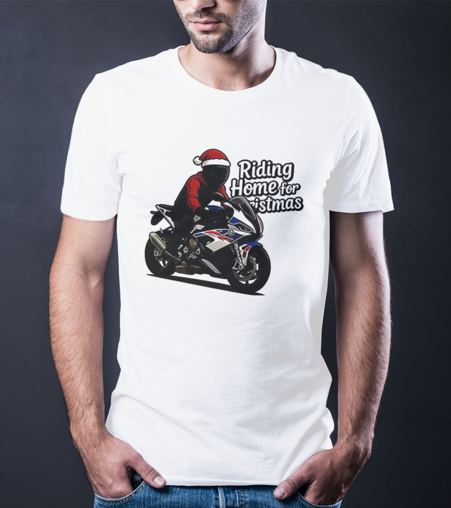Riding Home For Christmas BMW S1000RR Big Motorbikes T-Shirt