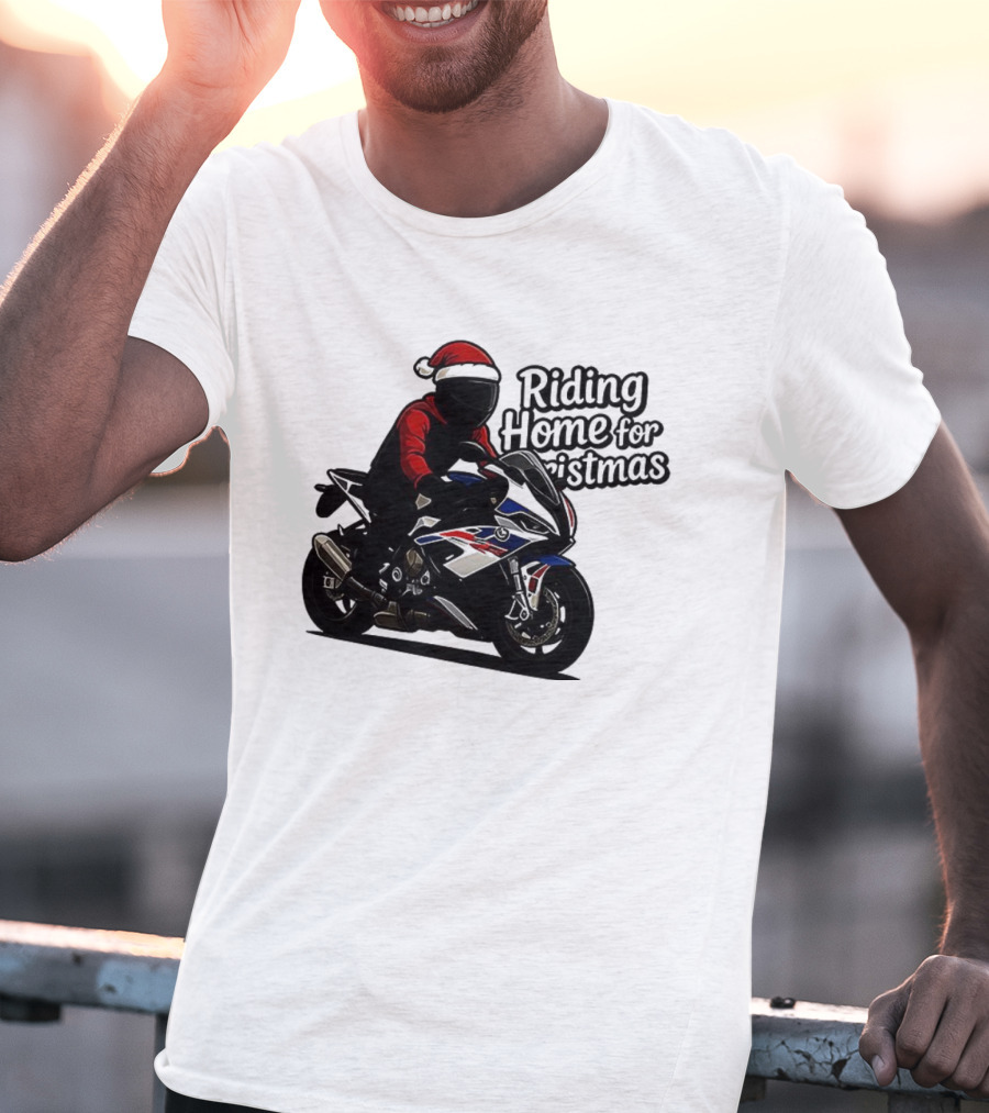 Riding Home For Christmas BMW S1000RR Big Motorbikes T-Shirt