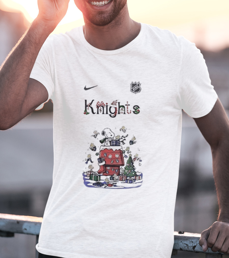Vegas Golden Knights Peanuts Snoopy Christmas Nike Collaboration T-Shirt