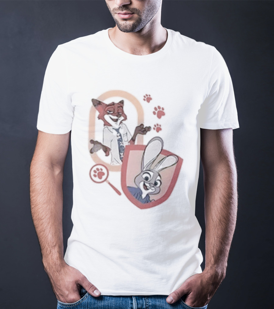 Zootopia 2 Anyone Can Be Anything Cartoon Characters Fox And Bunny Detective Badge T-Shirt