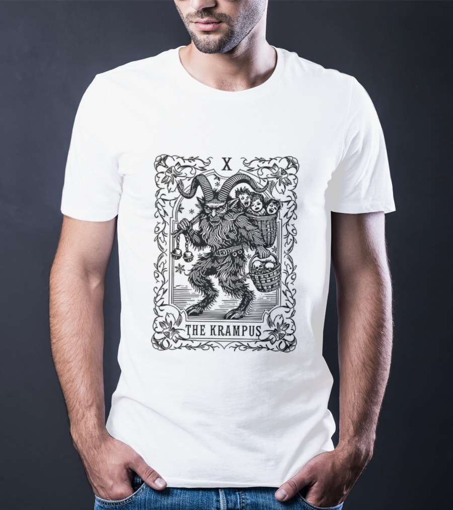The Krampus Tarot Card X Gothic Occult Christmas Design T-Shirt