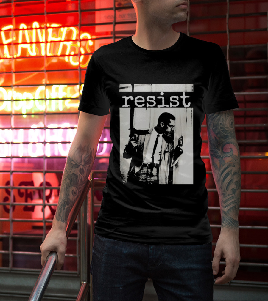 Malcolm X Resist Powerful Message Imagery T-Shirt