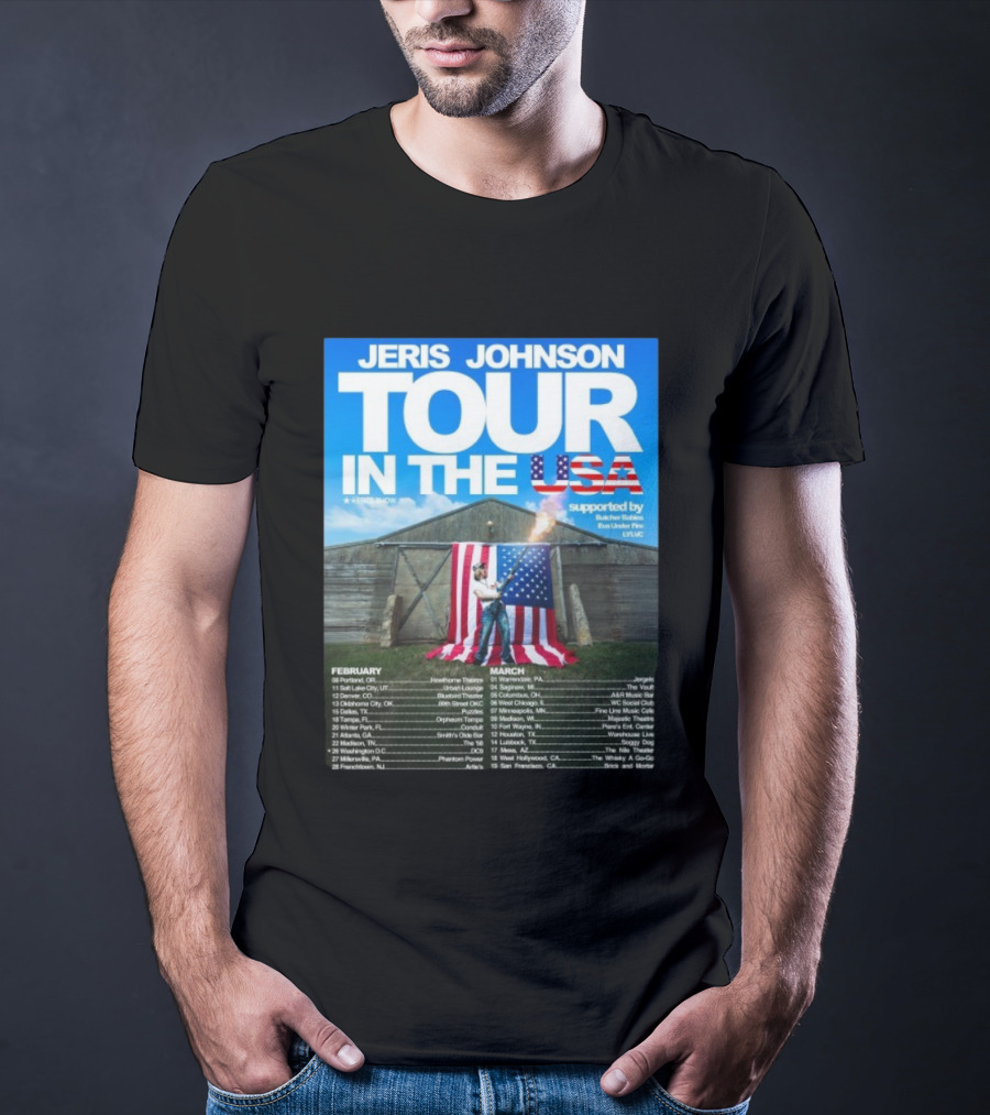 Jeris Johnson Tour In The USA February March 2026 Fireshow Supported By Butcher Babies Bun Under Fire Lylvc T-Shirt