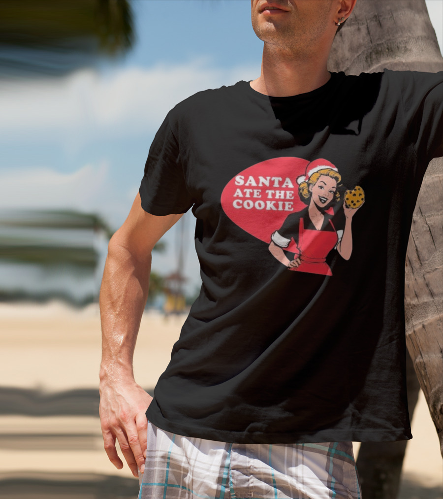 Vintage Santa Ate The Cookie Christmas Retro Humor T-Shirt