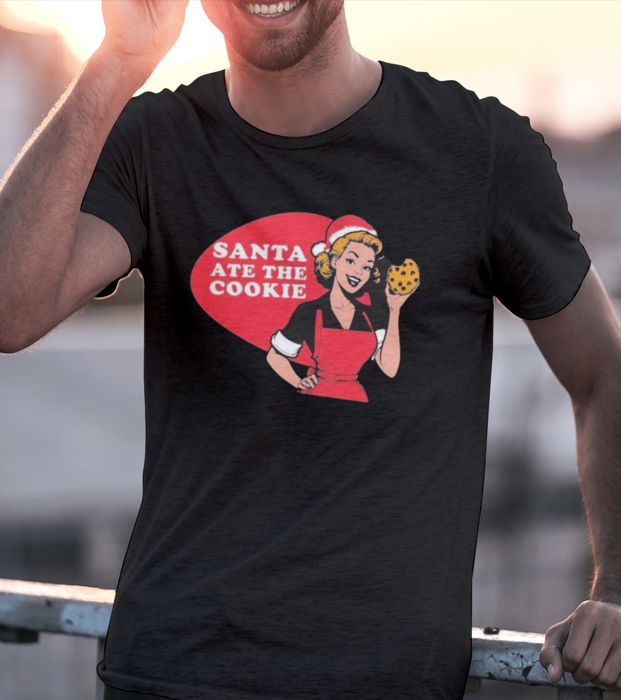 Vintage Santa Ate The Cookie Christmas Retro Humor T-Shirt