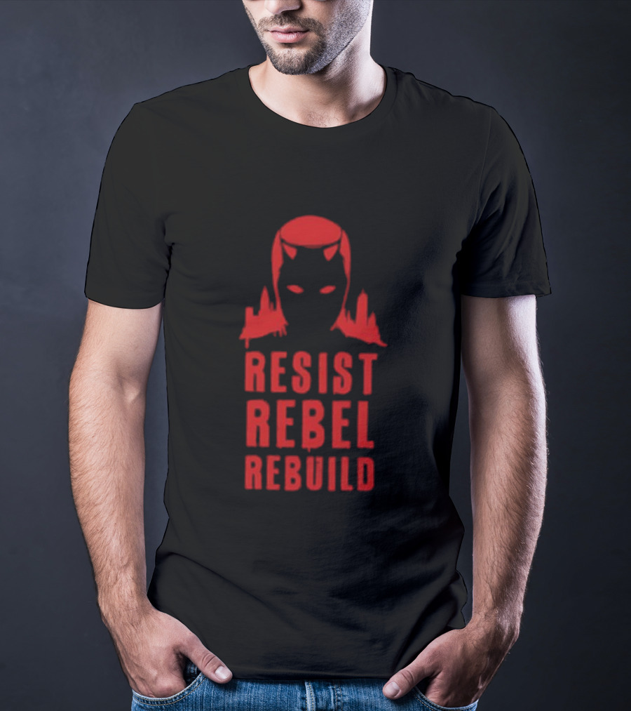 Daredevil Resist Rebel Rebuild Heroic Icon Mask Symbol T-Shirt