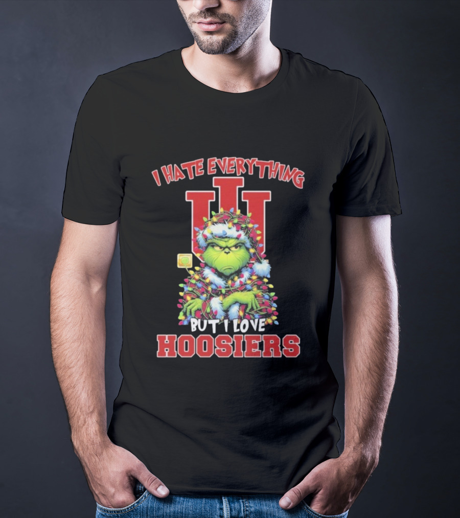 I Hate Everything But I Love Hoosiers Grinch Christmas Indiana T-Shirt