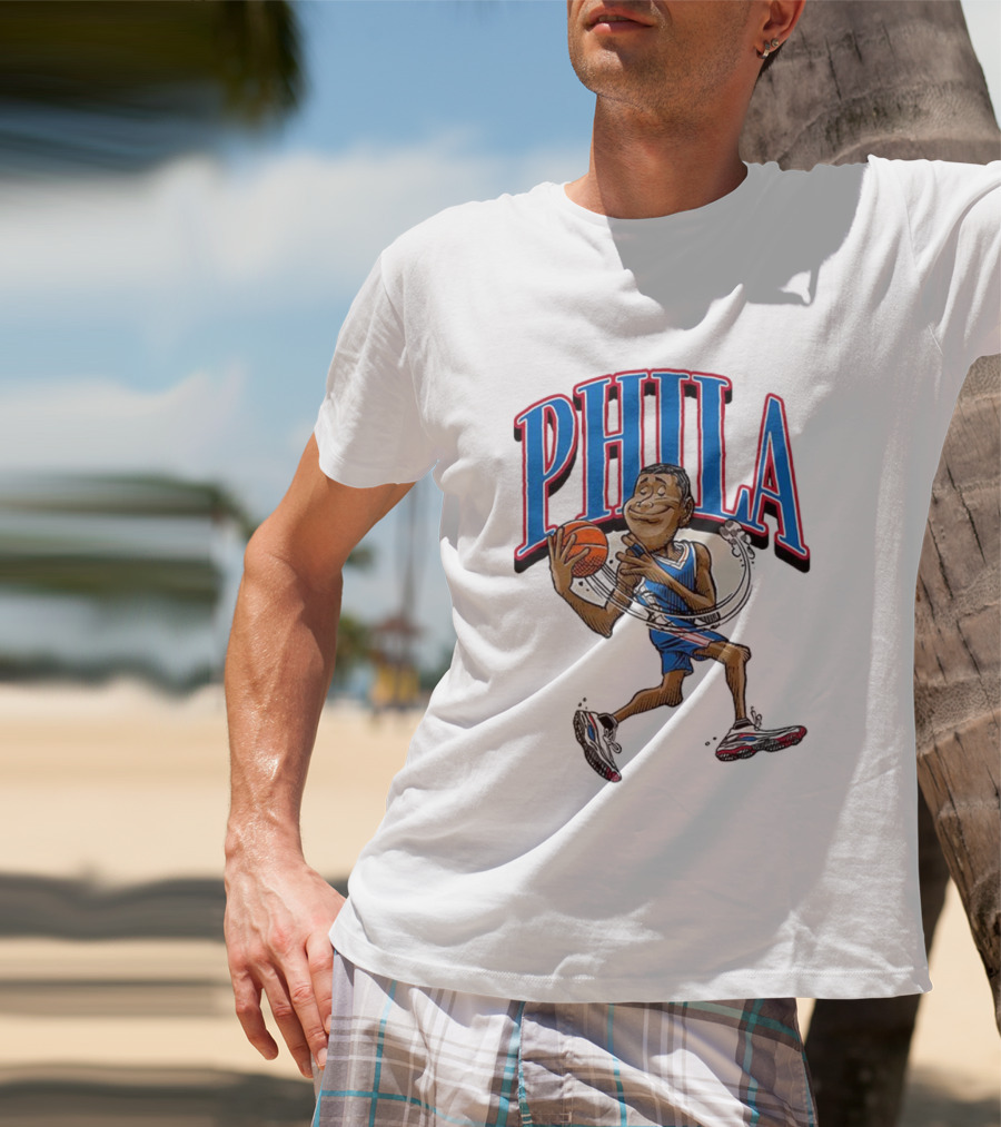 PHILA Basketball Player Cartoon With Ball T-Shirt