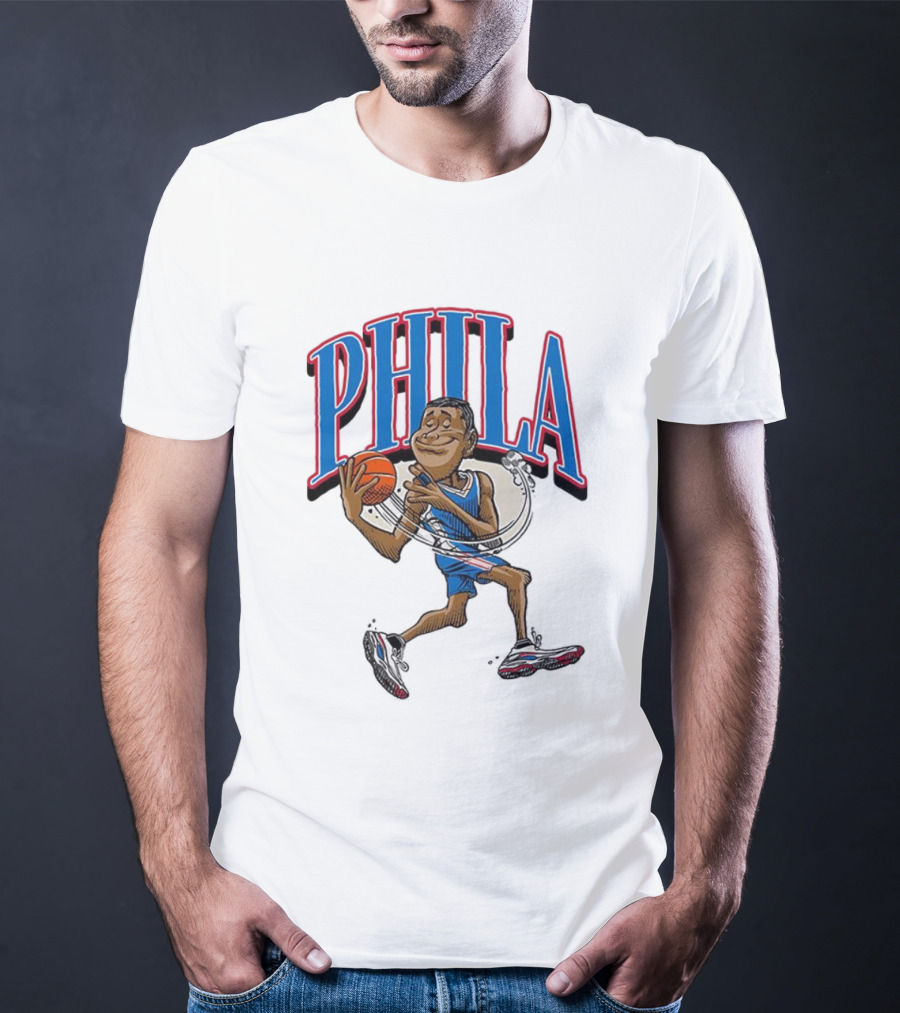 PHILA Basketball Player Cartoon With Ball T-Shirt