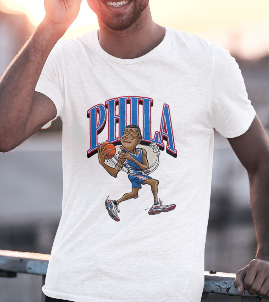 PHILA Basketball Player Cartoon With Ball T-Shirt
