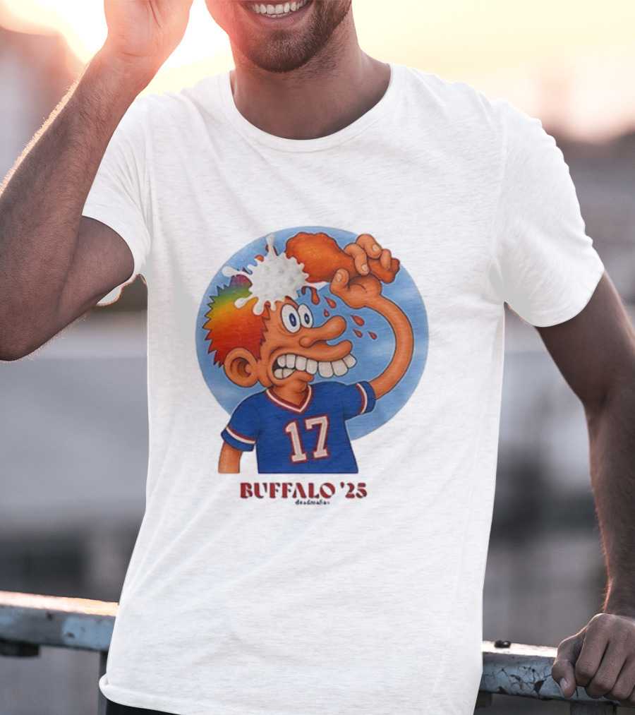 Buffalo Bills Cartoon Character Chicken Wing Helmet 17 Buffalo '25 T-Shirt