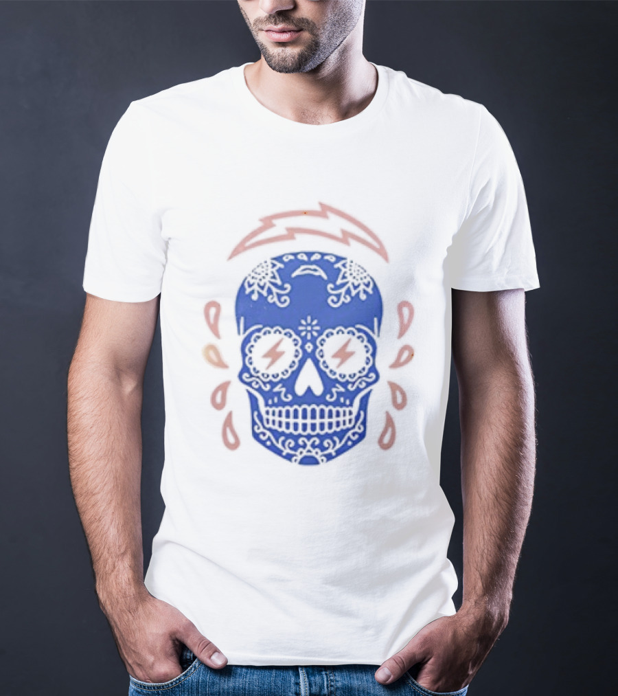 Los Angeles Chargers Puro Chargers Skull Electric Bolt Team Spirit T-Shirt