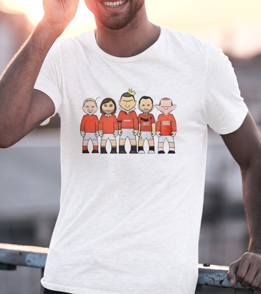 Manchester Legends Cartoon Characters Crewneck Retro Football Icons T-Shirt