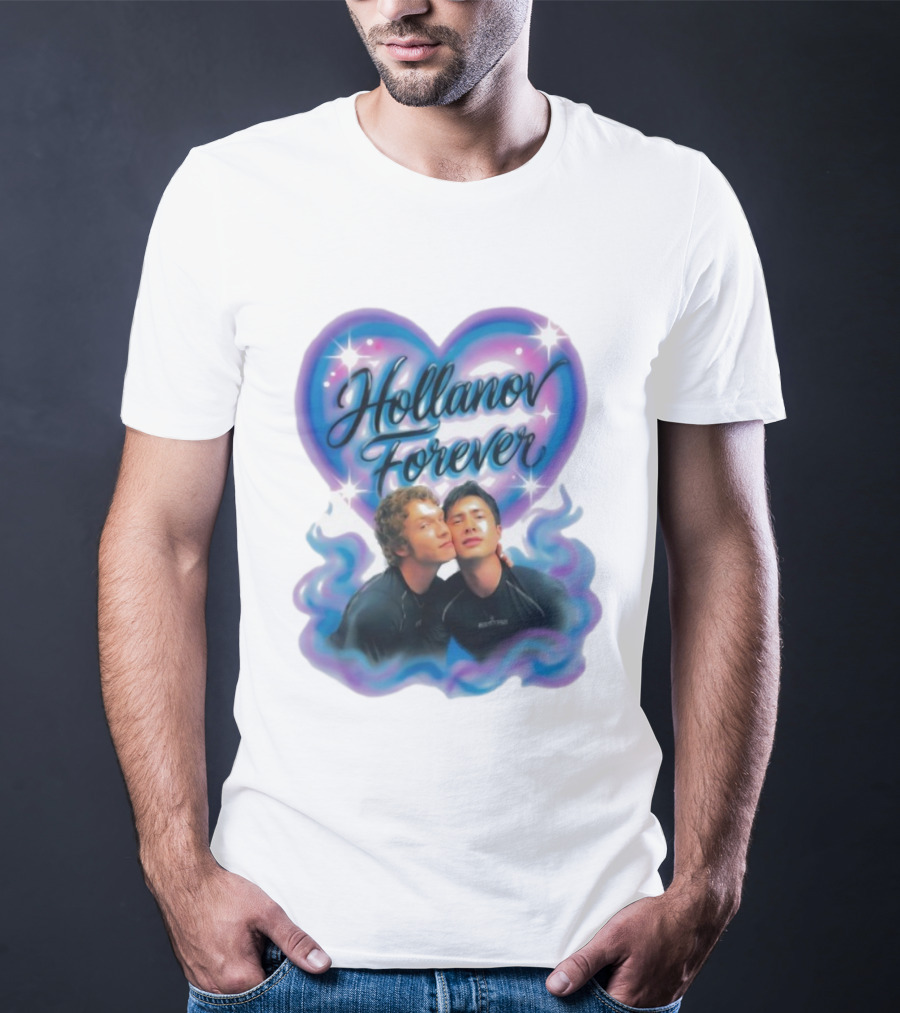 Hollanov Forever Airbrush Heart Blue Pink T-Shirt