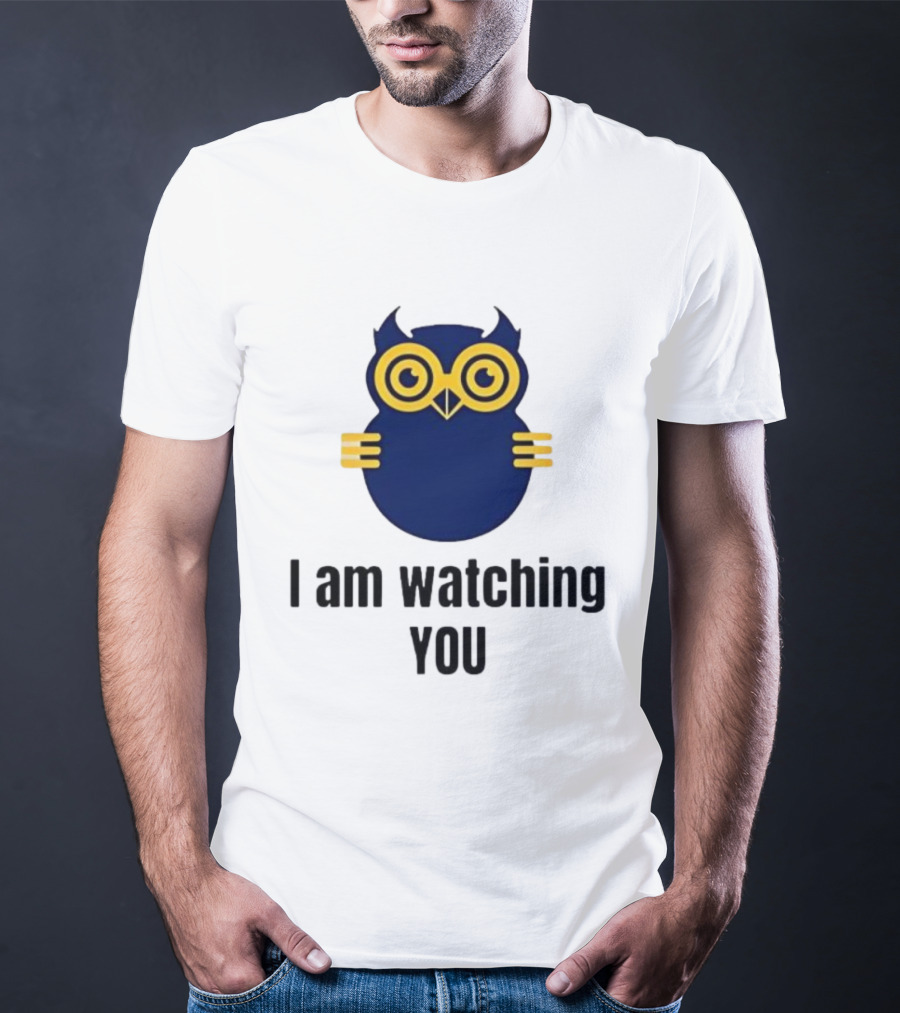 Owl I Am Ing You Blue Yellow Eyes Curvy Wings T-Shirt