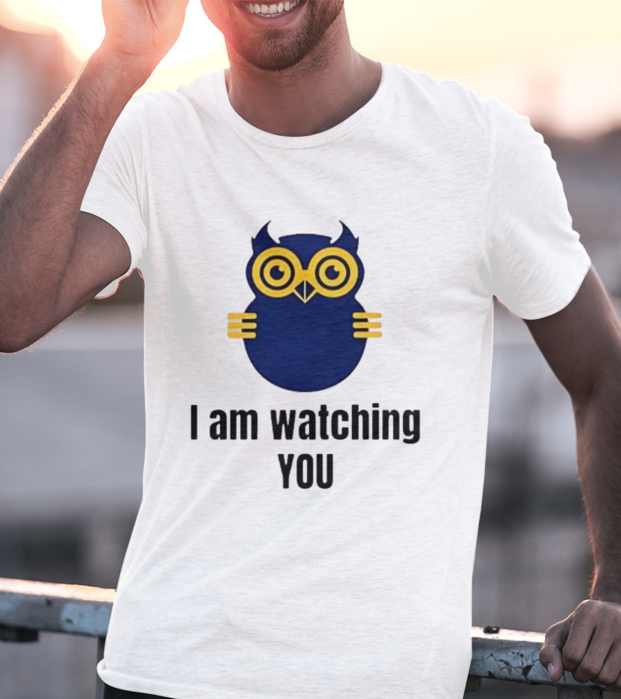Owl I Am Ing You Blue Yellow Eyes Curvy Wings T-Shirt