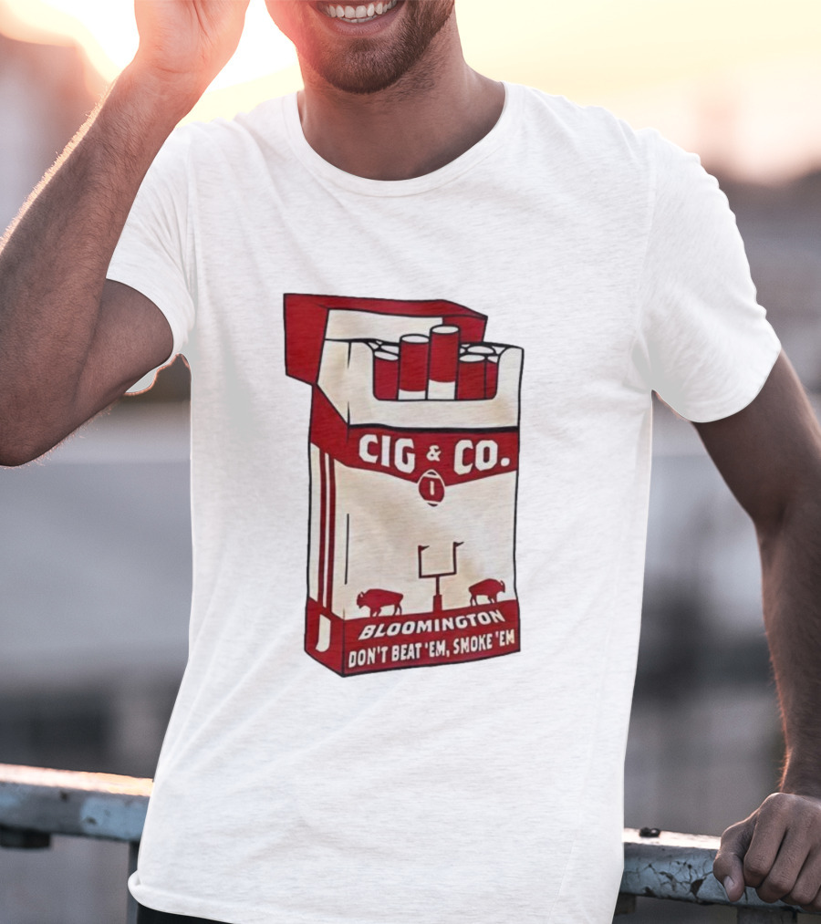 Bloomington Cig & Co Don't Beat 'Em Smoke 'Em Red Pack Football Field Buffalos T-Shirt