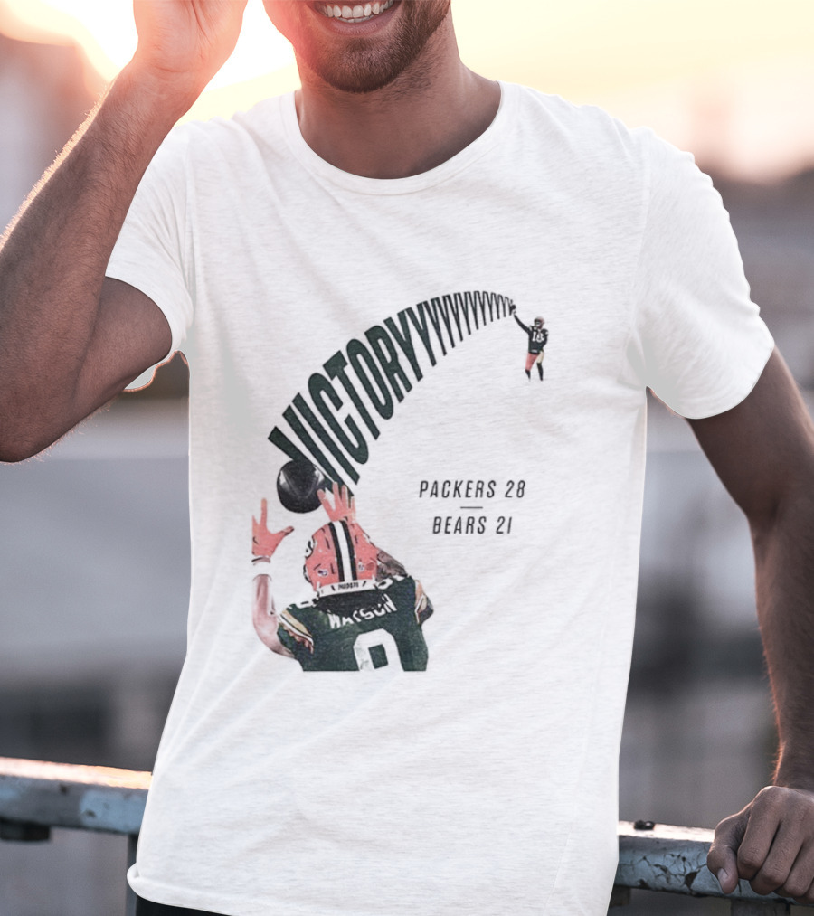 Green Bay Packers Victory 28 Bears 21 Football Win Over Chicago T-Shirt
