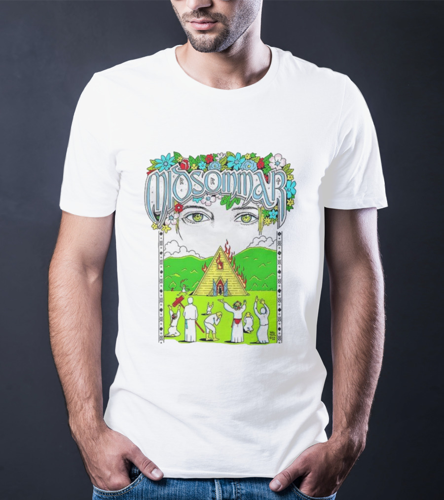Midsommar Eyes Pyramid Fire Ceremony Illustration T-Shirt