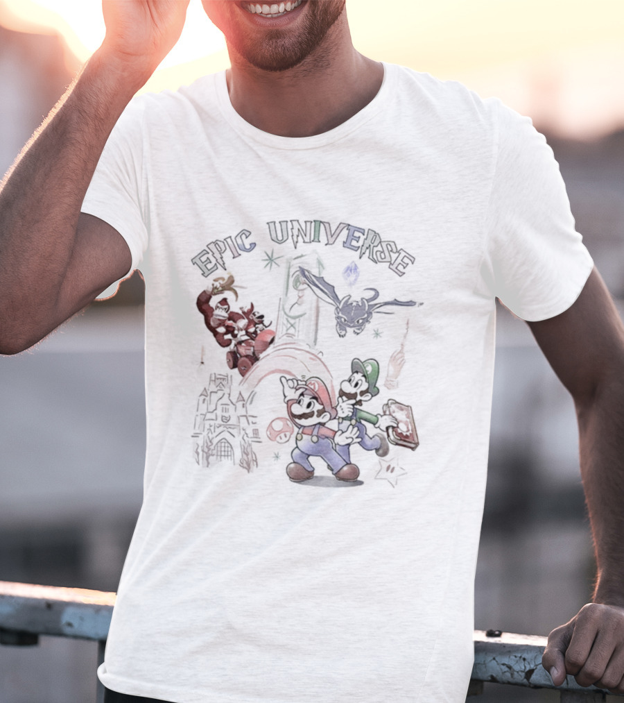 Epic Universe Mario Luigi Donkey Kong How To Train Your Dragon Collaboration T-Shirt