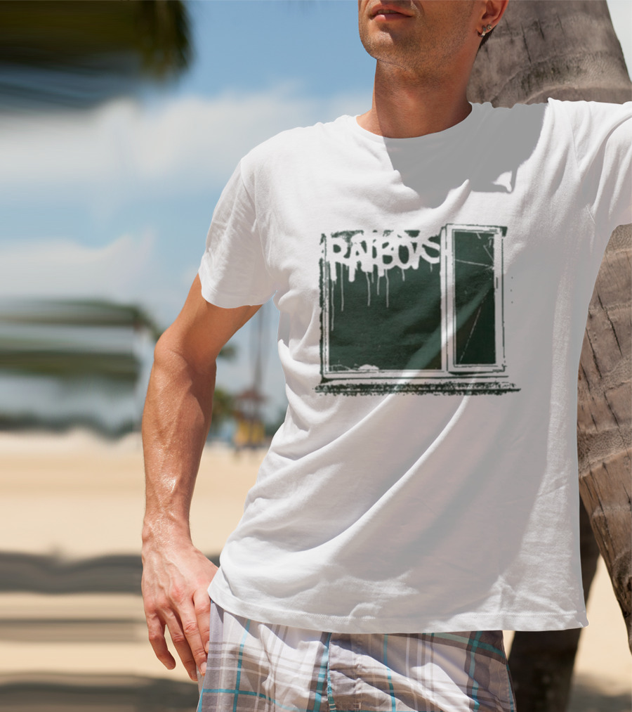 Ratboys Beige Cracked Window Dark Green T-Shirt