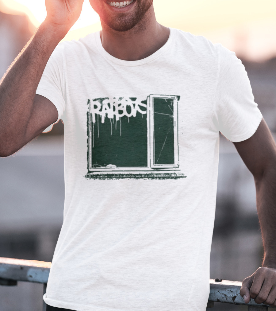 Ratboys Beige Cracked Window Dark Green T-Shirt