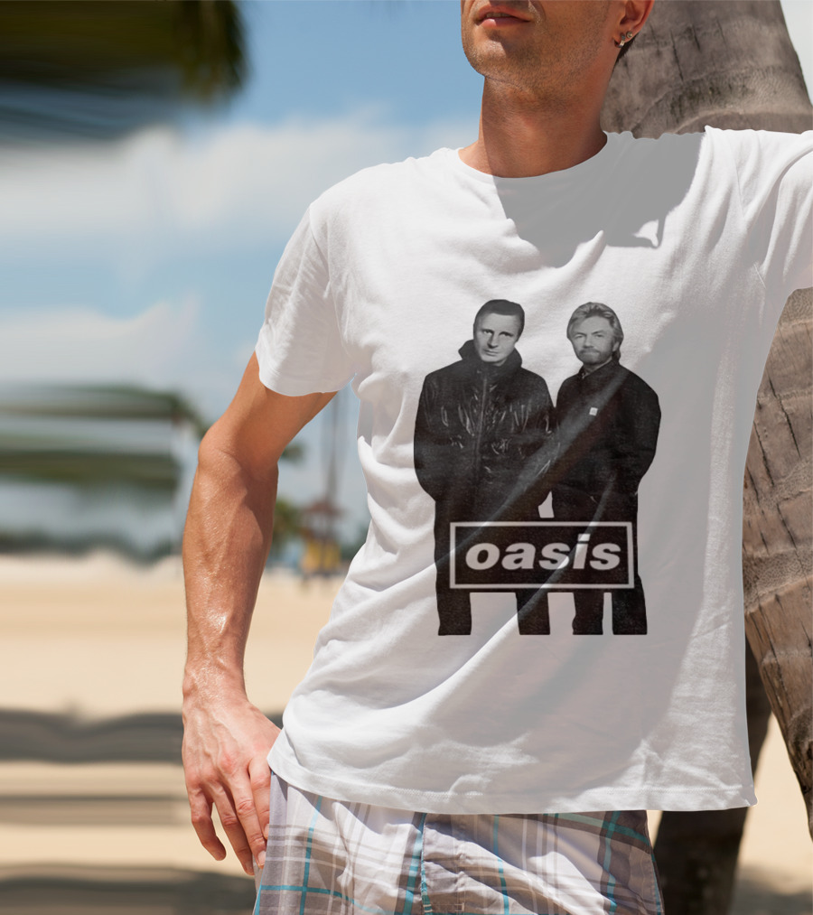 Liam Neeson Noel Edmonds Oasis Band Parody T-Shirt