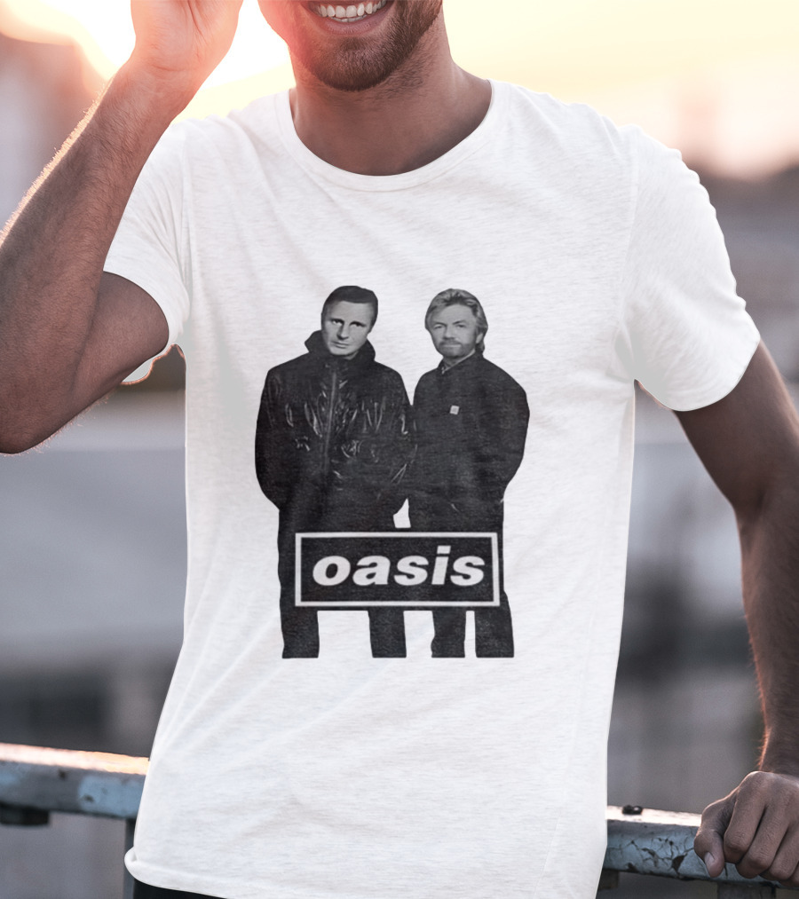 Liam Neeson Noel Edmonds Oasis Band Parody T-Shirt