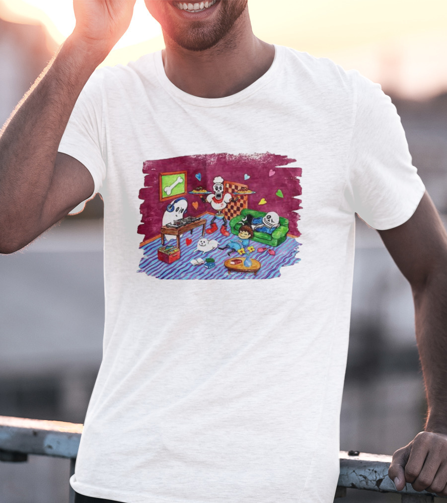 Undertale 10th Anniversary Commemorative Video Game Characters Chill Arrangement Scene T-Shirt