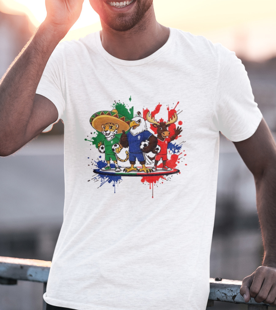 World Cup 2026 Mascot Maple Zayu Clutch Jaguar Eagle Moose Soccer Trio T-Shirt