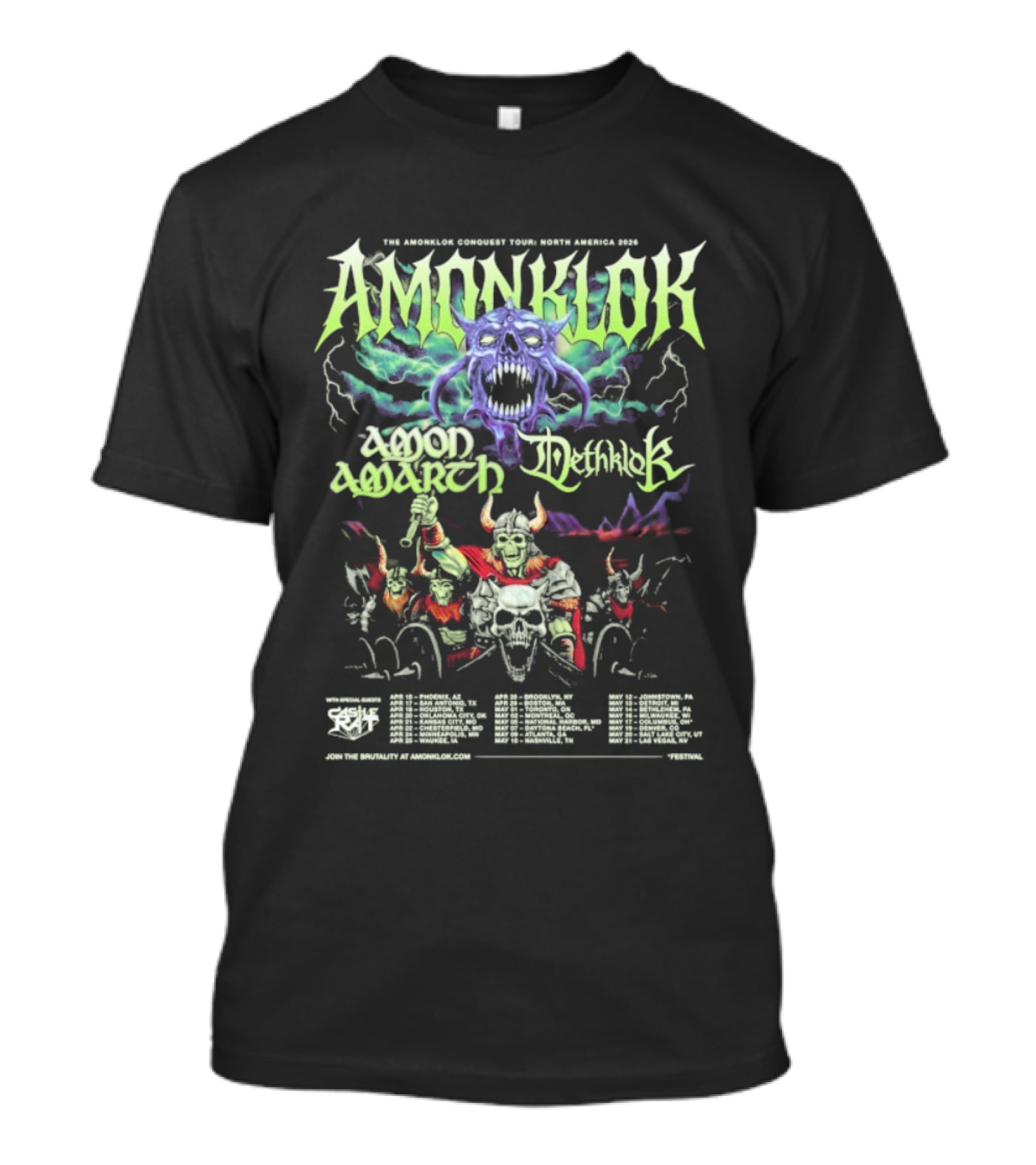 Amonklok Amon Amarth Dethklok Conquest Tour North America 2026 Dates T-Shirt