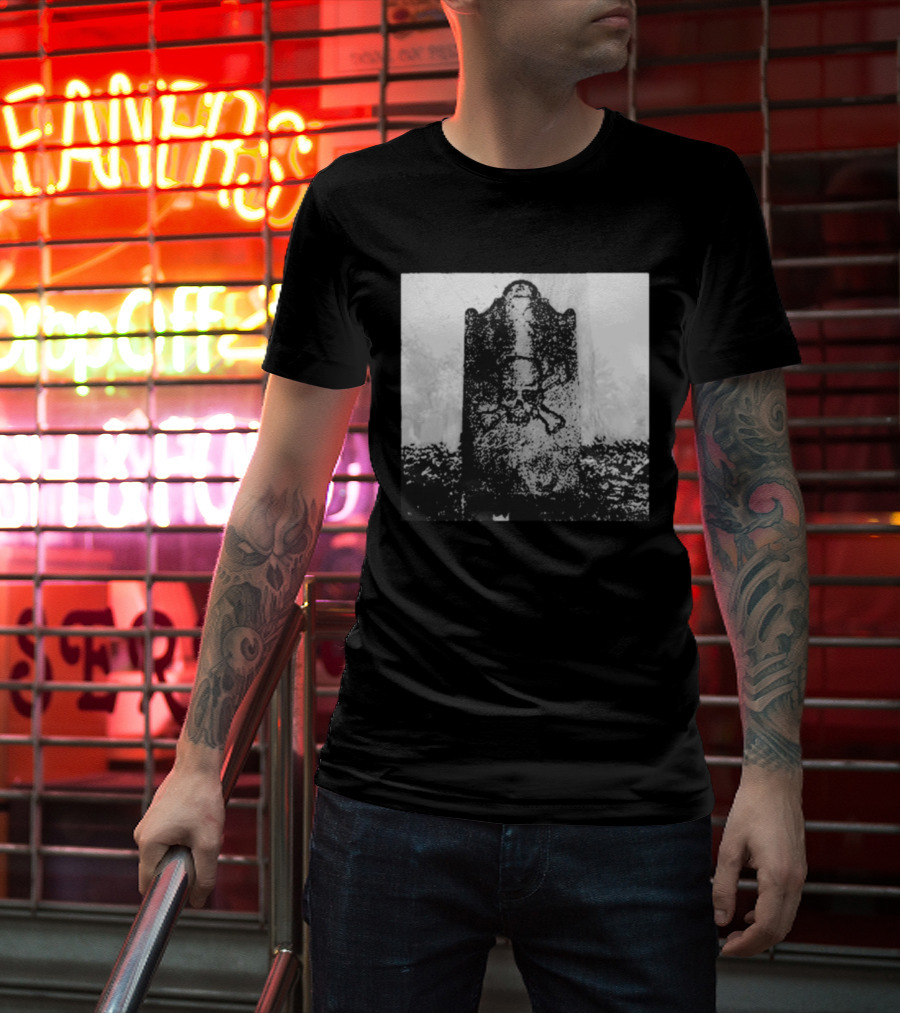 Blood For Blood Skull Crossbones Gravestone Vintage Goth Aesthetic T-Shirt