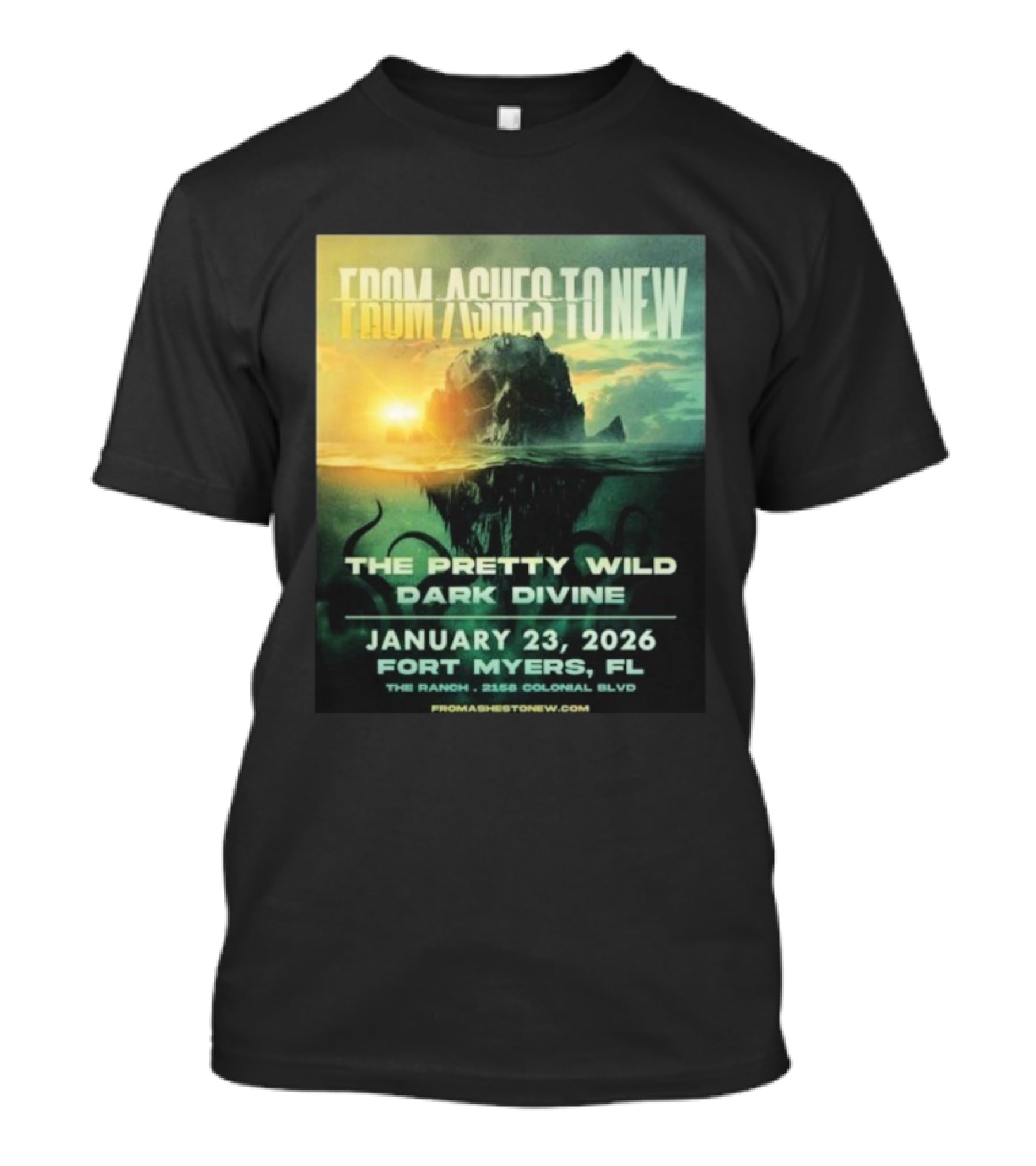 From Ashes To New The Pretty Wild Dark Divine Live Fort Myers FL January 23 2026 Event At The Ranch T-Shirt
