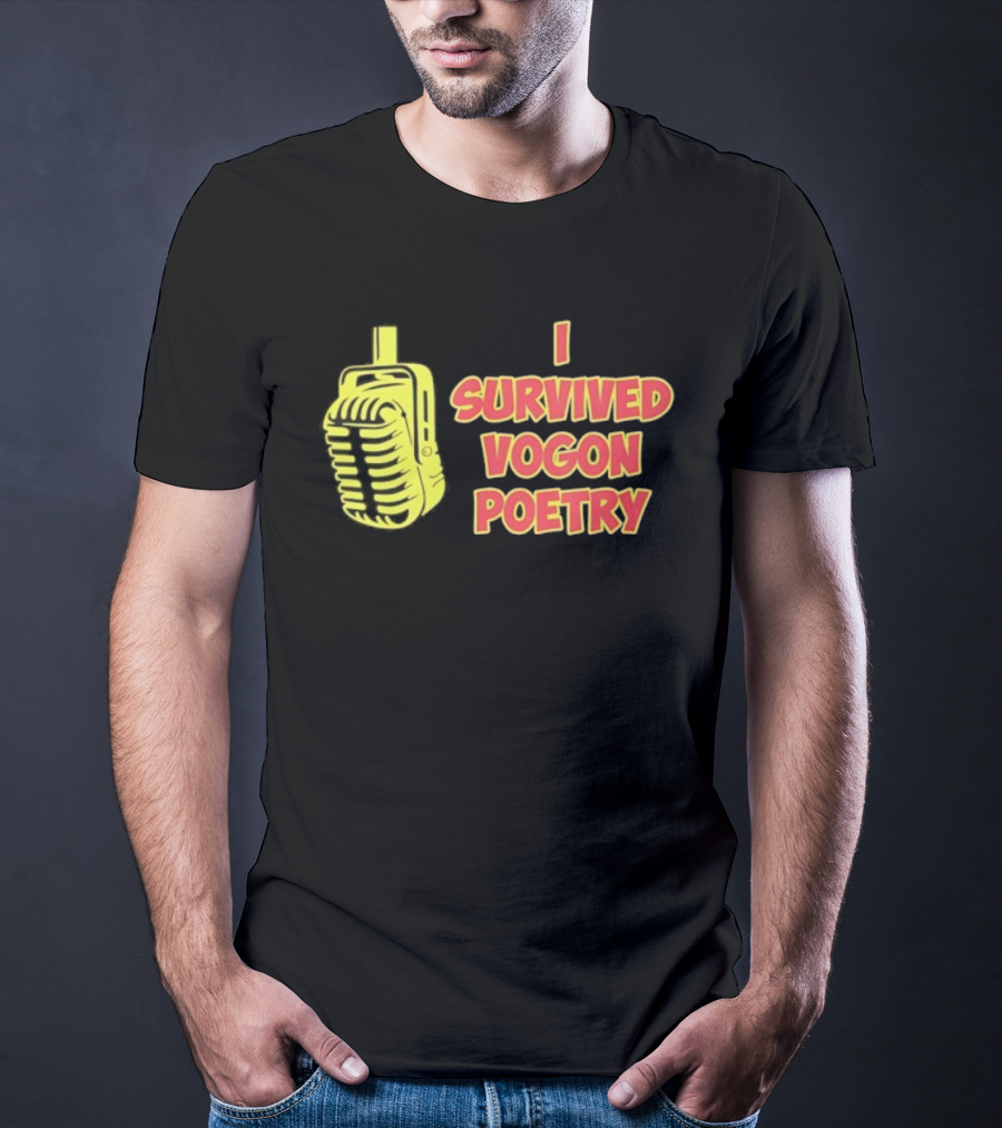 I Survived Vogon Poetry Retro Microphone Theme T-Shirt