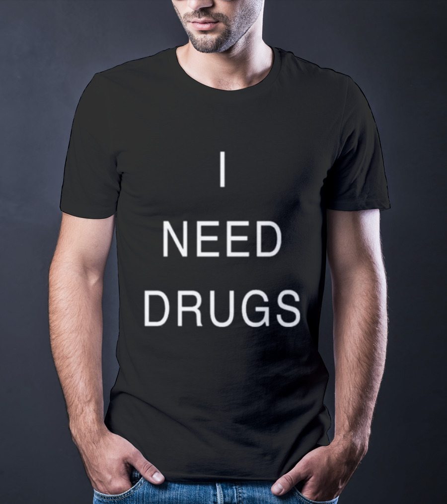 Necro I Need Drugs White Text Statement T-Shirt