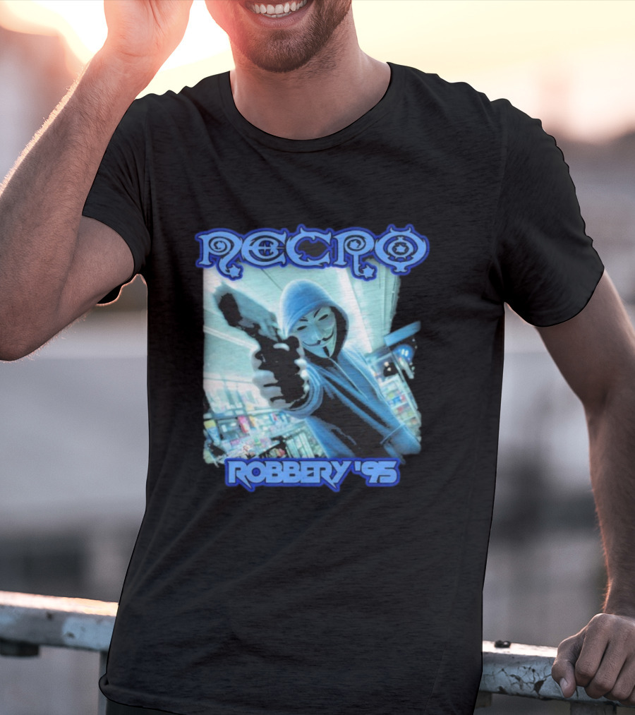 Necro Robbery '95 Hacker Mask Gun Store T-Shirt