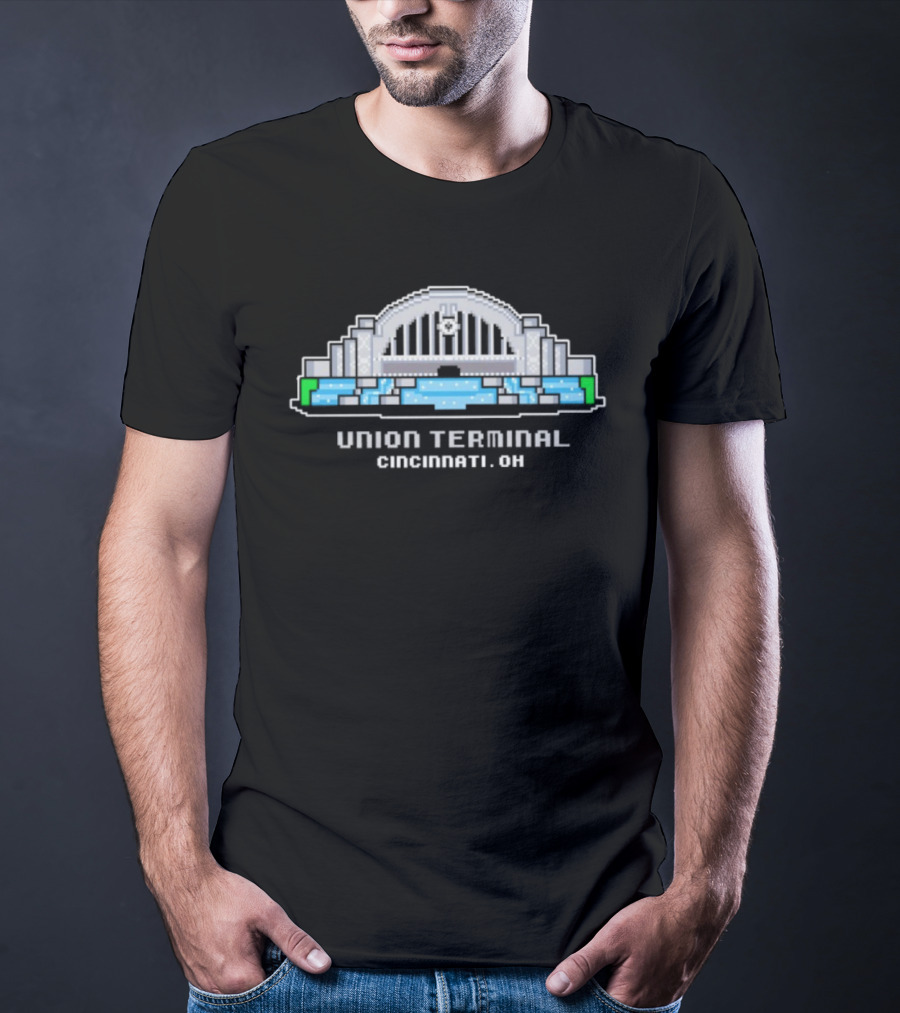 Union Terminal Cincinnati Ohio Pixel Art Architecture Icon T-Shirt