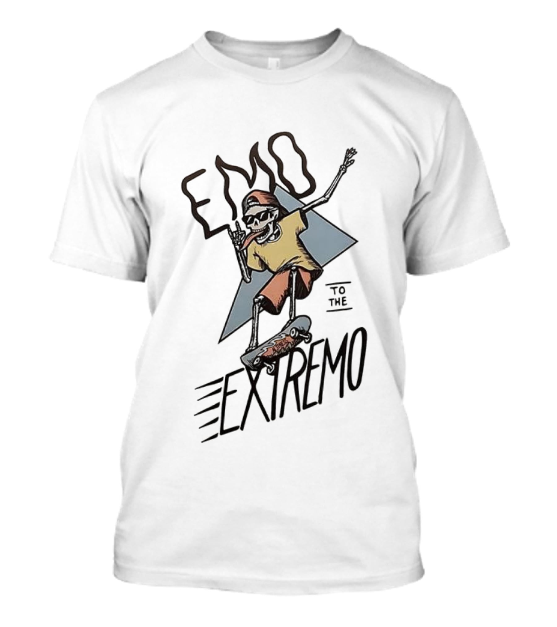 Emo Extremo Skeleton Skateboarder Graphic Tee T-Shirt