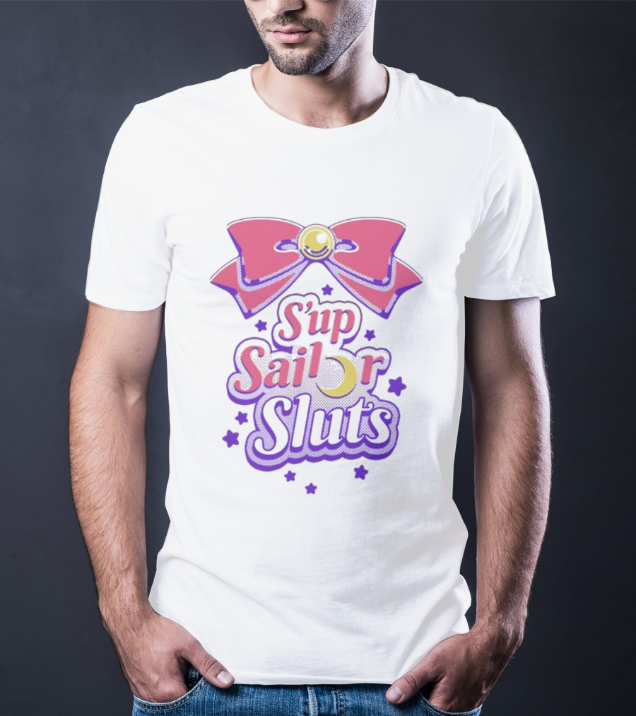 S'up Sailor Moon Bow Stars Crescent Witty Phrase T-Shirt