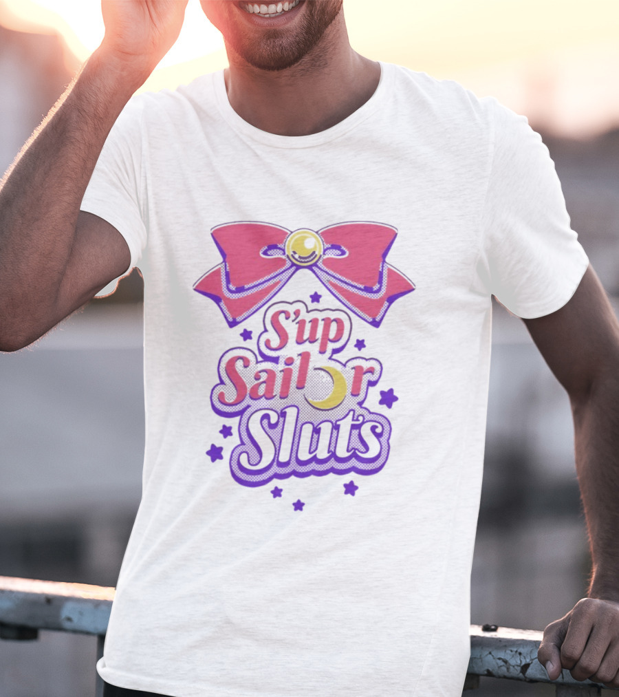 S'up Sailor Moon Bow Stars Crescent Witty Phrase T-Shirt