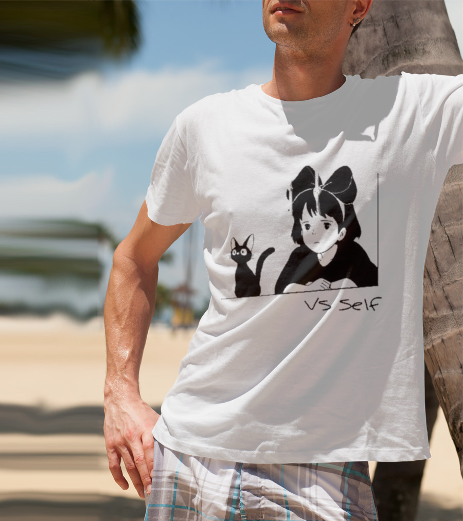 Vs Self Cat Girl Anime Style Bow Figure With Cat T-Shirt