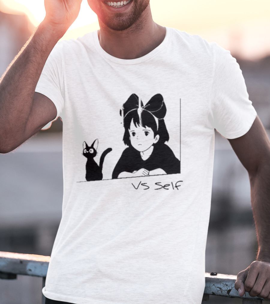 Vs Self Cat Girl Anime Style Bow Figure With Cat T-Shirt