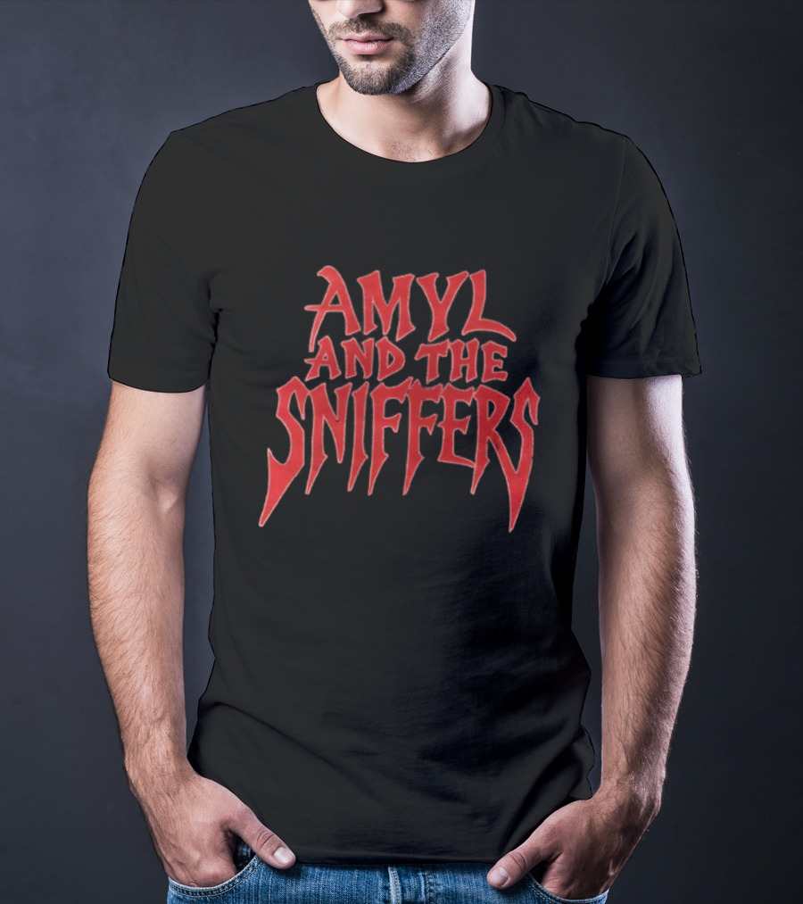 Amyl And The Sniffers Red Spiked Lettering Band Name Graphic T-Shirt