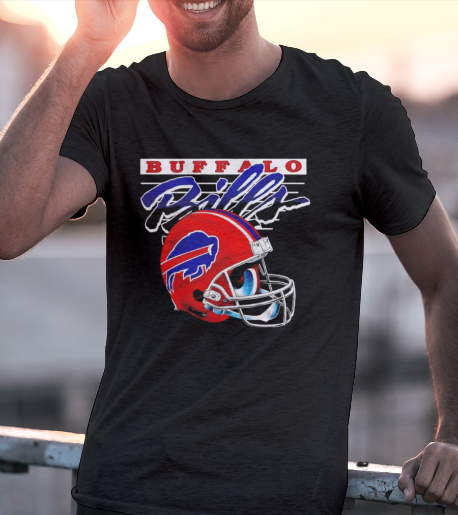 Buffalo Bills Gradient Alternate Helmet Team Title T-Shirt