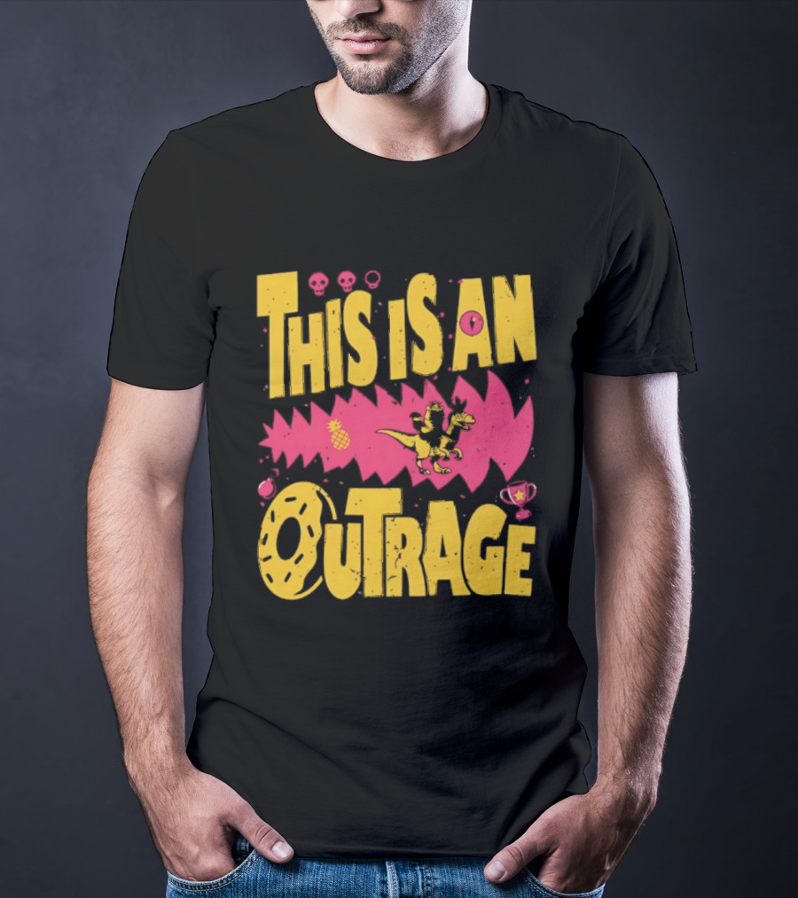 This Is An Outrage Cat Riding Dinosaur With Pineapple T-Shirt