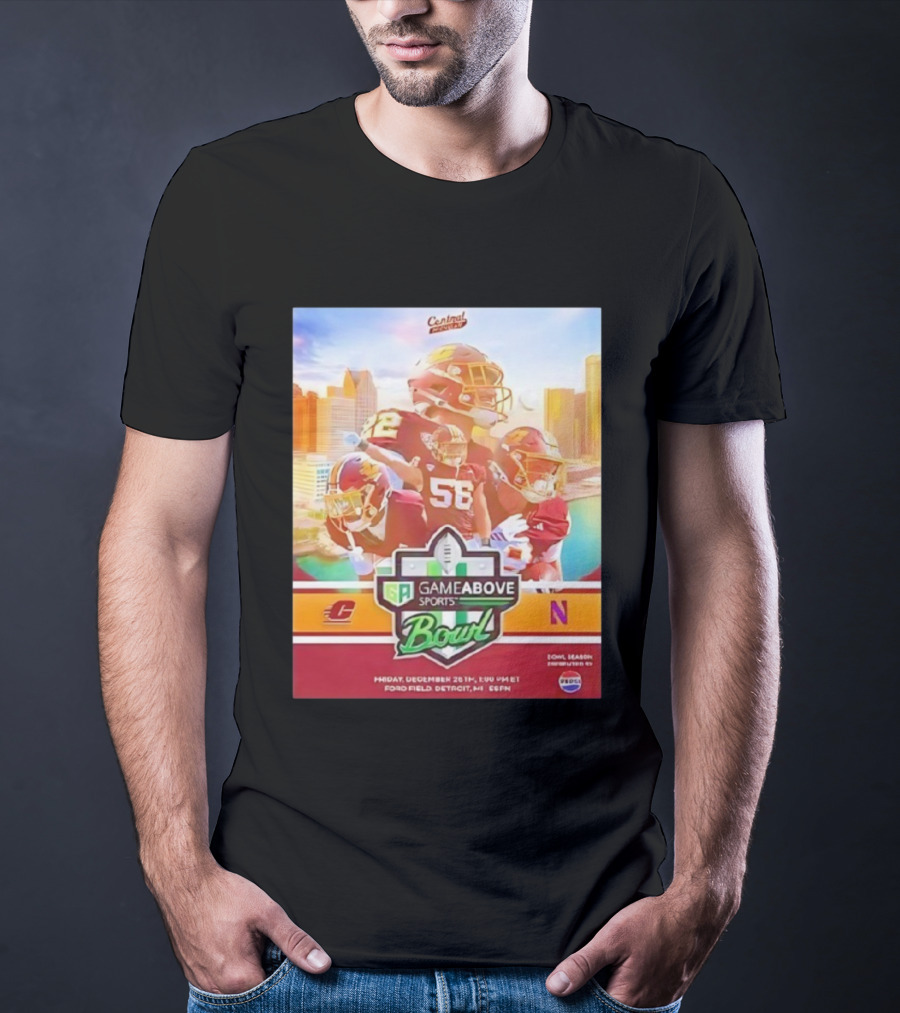 Central Michigan Vs Northwestern GameAbove Sports Bowl 2025 December 26th Ford Field Detroit ESPN T-Shirt