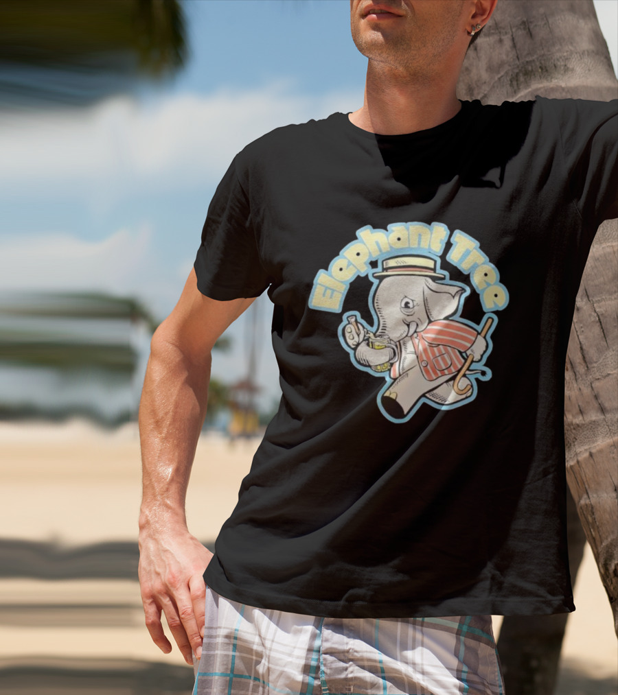 Elephant Tree Vintage Cartoon Style Elephant In Suit And Hat T-Shirt