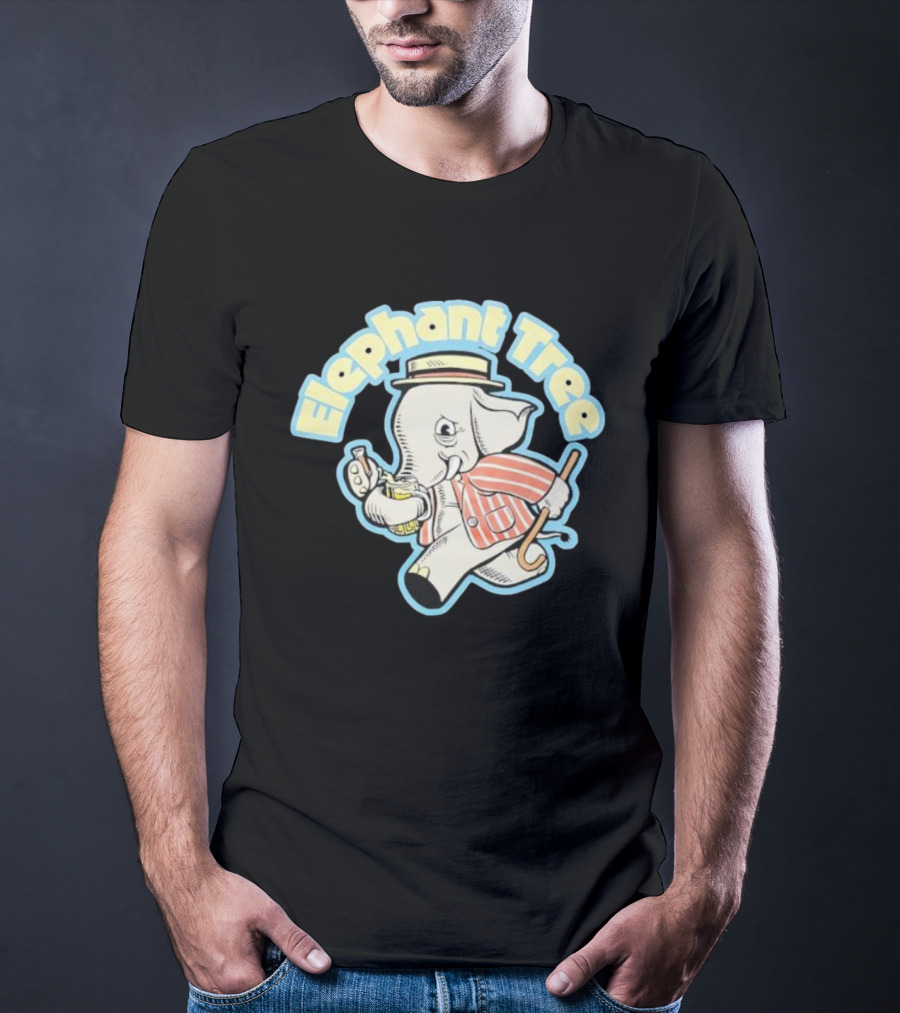 Elephant Tree Vintage Cartoon Style Elephant In Suit And Hat T-Shirt