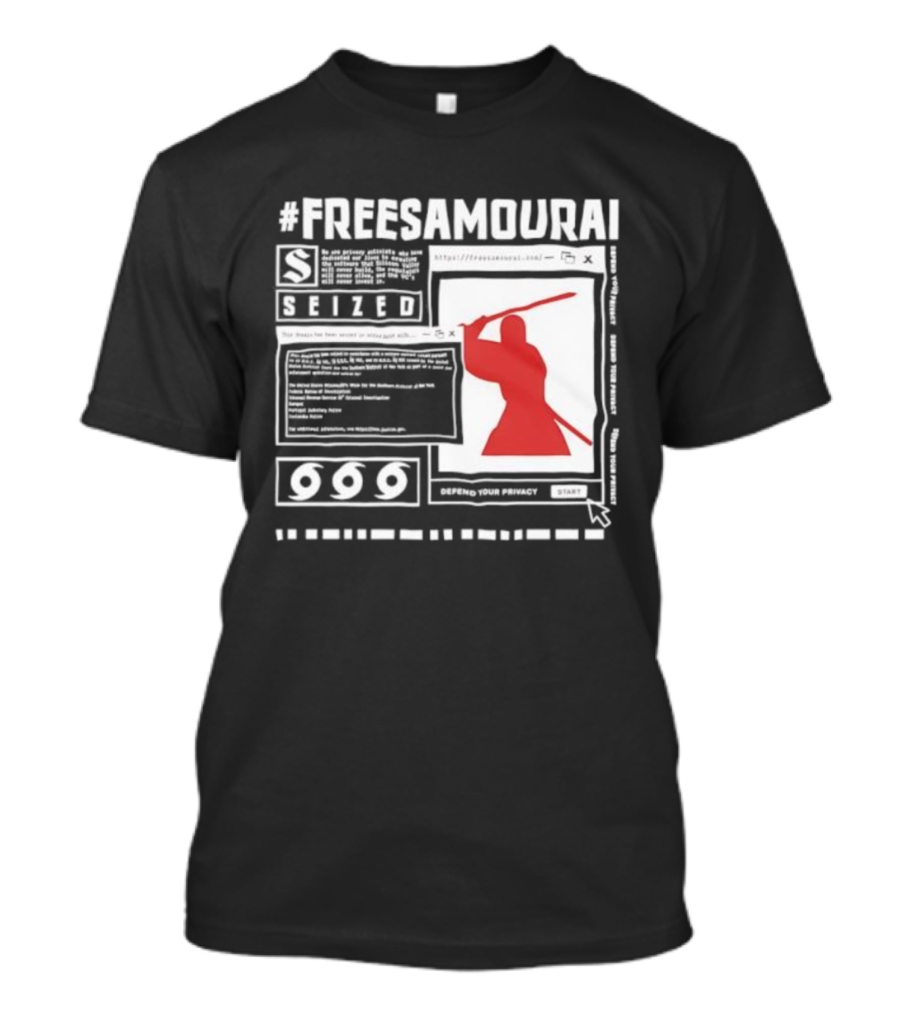 Free Samourai Seized Classic Japanese Warrior Silhouette T-Shirt