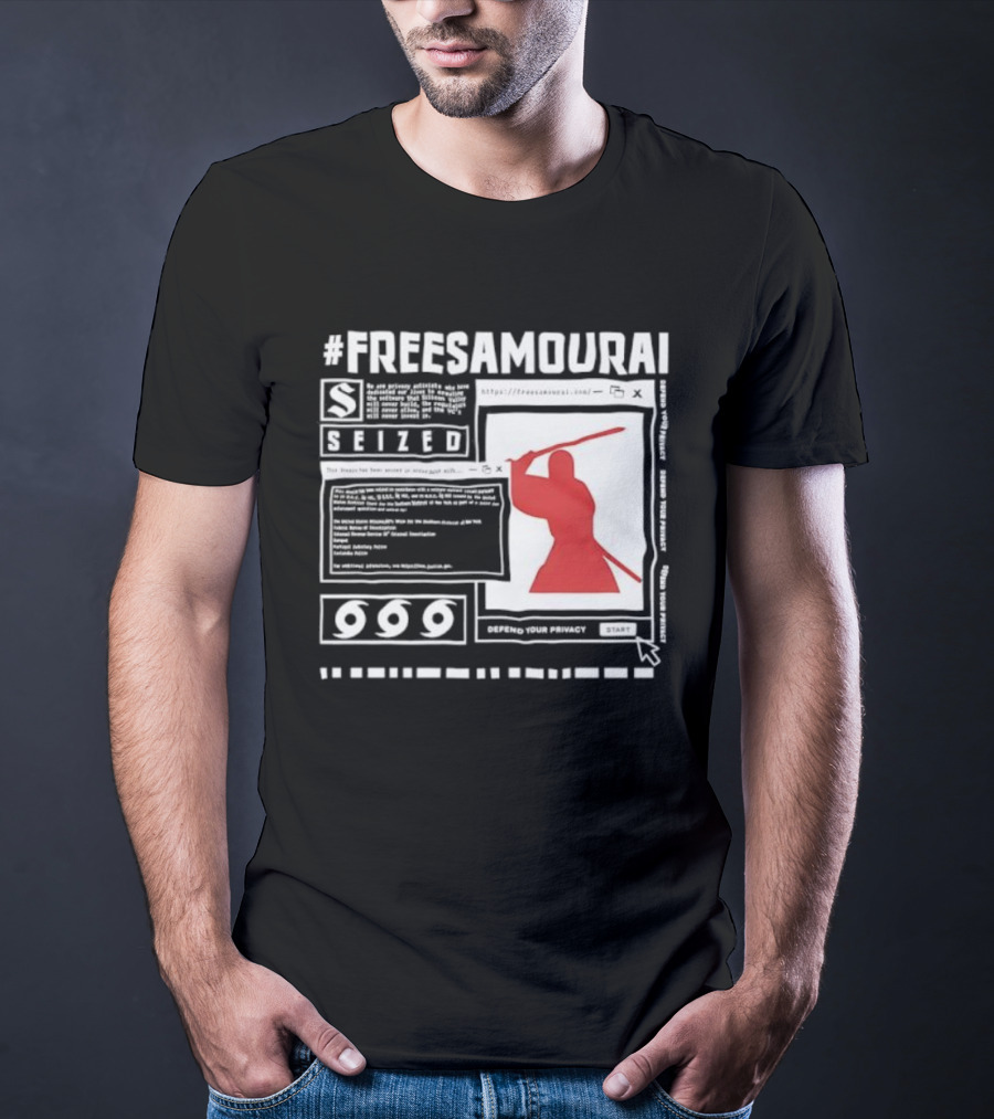 Free Samourai Seized Classic Japanese Warrior Silhouette T-Shirt